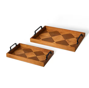 ถาดเสิร์ฟโลหะและไม้ถาดตกแต่งทันสมัย - Product Image 3