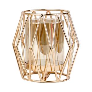 Célébration de fête de noël métal plaqué or porte-votif avec verre maison et décoration de Table pièce maîtresse bougeoir - Product Image 1