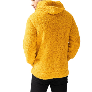 Sudadera con capucha de algodón 100% para hombre, ropa informal de invierno de secado rápido de alta calidad, transpirable, a prueba de viento, cuello con capucha estampado amarillo sólido personalizado - Product Image 4