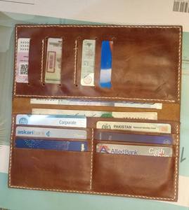 Custom Men's Slim Leather <b>Wallet</b> Long Minimalist <b>Smart</b> Card Holder Open Closure RFID Feature Polyester Lining Candy - Product Image 3