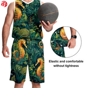 Ensemble d'uniformes de basket-ball d'été respirant vêtements d'entraînement d'équipe imprimés avec option de taille plus ensemble d'uniformes de short conformes Bsci - Product Image 5
