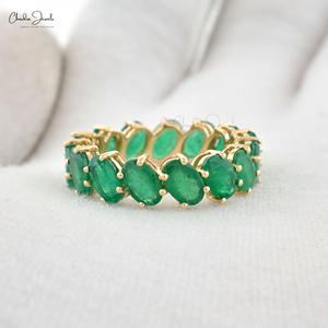 100% Natural Emerald Wedding <b>Band</b> 6.35 Ct Oval Cut Gemstone Eternity <b>Ring</b> <b>Band</b> for Women Fine Jewelry Factory Wholesale Price - Product Image 2
