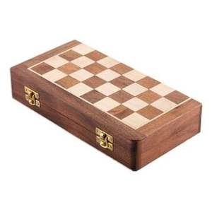 TROIS ÉCHECS EN BOIS NATUREL Stockage Échiquier en bois Ensembles d'échecs en échecs Backgammon Dames Jeu de société pour adultes et - Product Image 2