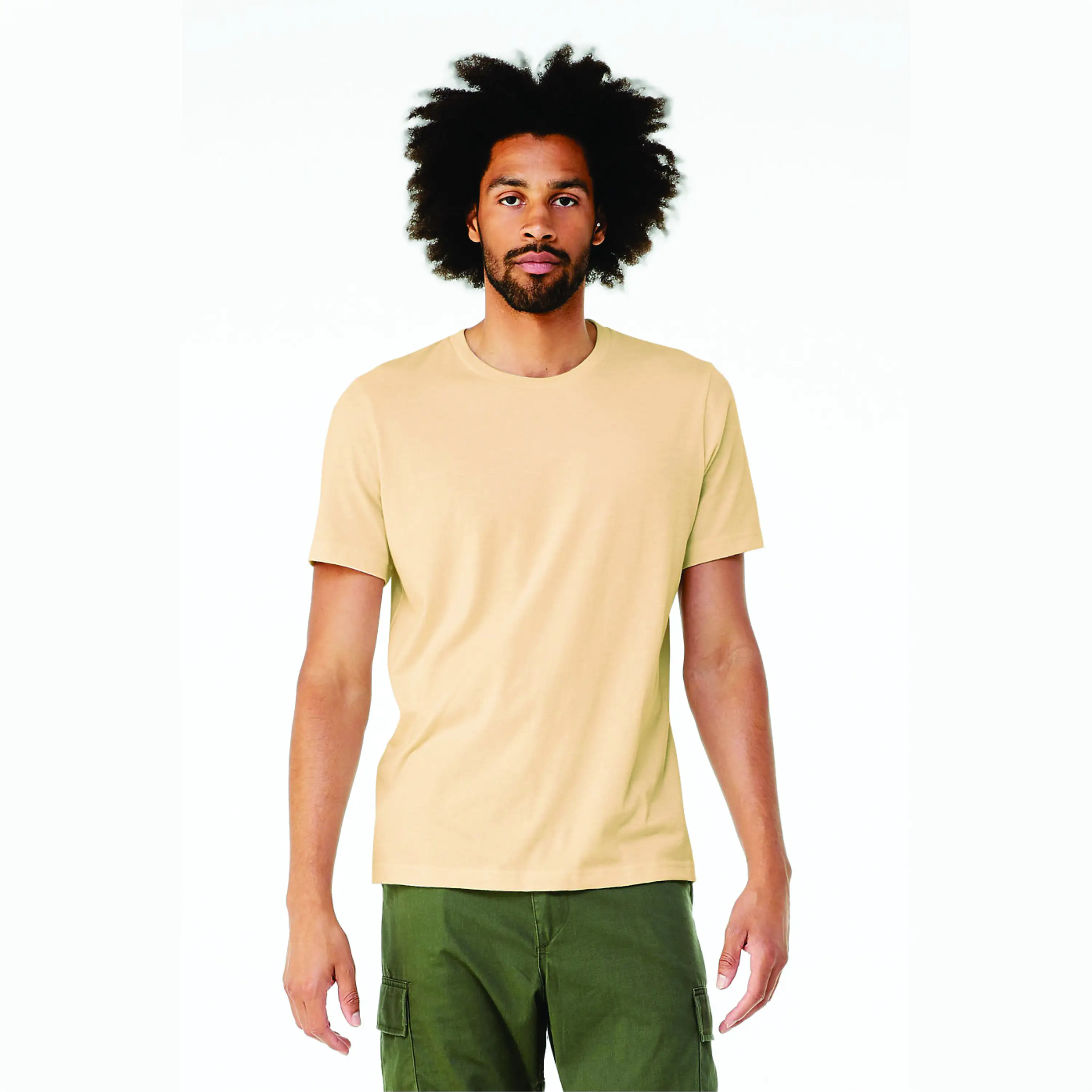 T-shirt unisexe crème chiné doux-52% coton, 48% poly, 4.2 oz, manches courtes
