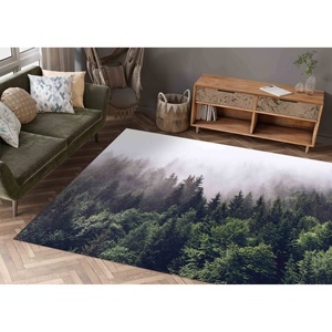 Tapis Forêt Brumeuse : Décoration d'intérieur Paysagère, Tapis d'appoint, Tapis imprimé, Tapis fin non tissé - Product Image 1