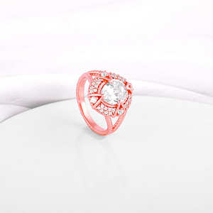 Romántico moda Charmante anillo de compromiso oro rosa chapado en oro aleación moda tamaño 8 princesa corte diamante forma geométrica incrustaciones - Product Image 2