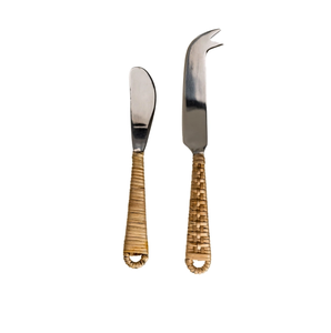 Juego de queso de acero inoxidable, cuchillo para queso con mango de ratán, artesanías exclusivas, venta al por mayor, juego de queso CANTIDAD a granel - Product Image 6