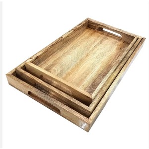 Décor à la maison manger des apéritifs plateau de nourriture Table basse accessoire plateau de lit plateaux de service en bois d'acacia - Product Image 5