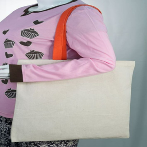 Sac fourre-tout en coton biologique moyen personnalisé, écologique, fermeture à glissière et bouton, poignée supérieure, réutilisable, recyclable, sacs promotionnels pour épicerie - Product Image 1