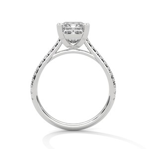 2.0ct Princess Cut CZ Solitaire <b>Ring</b> with Pave <b>Set</b> Band 925 Sterling Silver Engagement <b>Wedding</b> Band Bridal Jewelry <b>Women</b> <b>Ring</b> - Product Image 4