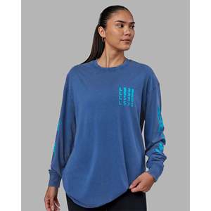 Inferno Journey FLXCotton T-shirt surdimensionné à manches longues - Bleu nuit Blue Bird - Product Image 2