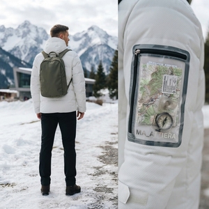 <b>Men</b> Padded Winter <b>Jacket</b> High Collar Quilted Insulated White <b>Utility</b> <b>Jacket</b> With Transparent Sleeve Pockets Outdoor Coat - Product Image 4