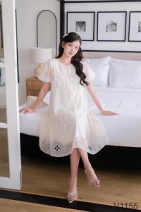Comfortable Summer V1155 Maternity Dress Made From Soft Embroidered Silk Chiffon Straight Design <b>and</b> Durable Not Discolored - Product Image 5