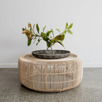 Mobilier de salon contemporain table en osier naturel vente en gros de tables centrales en rotin de luxe