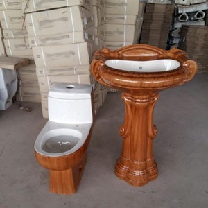 Inodoro de Arte Moderno de una pieza para inodoro, inodoro de madera blanca de doble color, porcelana EWC, juego de artículos sanitarios de cerámica, tanque oculto para Baño - Product Image 4