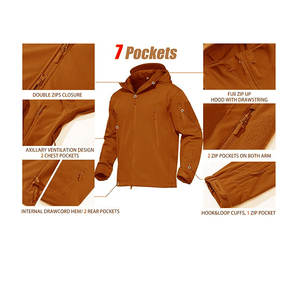 Chaqueta softshell con capucha ecológica impermeable con soporte frontal revestido para hombre ajuste cómodo última llegada para invierno al aire libre OEM - Product Image 6