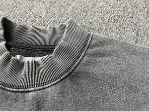 Sweat-shirt de qualité supérieure unisexe 500 Gsm Acid Wash Fleece Heavyweight Custom Logo 3d Embossed 100% Cotton Mens Sweatshirts - Product Image 6