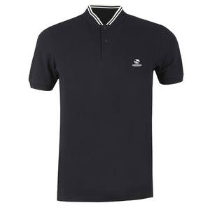 Col bombardier noir pour hommes sur mesure pour polo couleur unie respirant et grande taille décontracté Style d'affaires printemps automne - Product Image 1