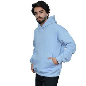 Felpa con cappuccio blu chiaro per uomo in pile di cotone con cappuccio Casual Streetwear pronto a non spedire alcuna tariffa con consegna rapida - Product Image 5