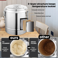 Cubo de sopa aislado de doble capa 304 SS | Termo de alimentos de gran capacidad | Mantiene la temperatura para sopa, té, café | Caliente y frío