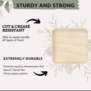 Bandeja rectangular desechable Areca de 10x7 pulgadas de la mejor calidad, vajilla biodegradable ecológica para comidas, aperitivos, catering - Product Image 3