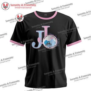 T-shirts brodés pour femmes avec lettres grecques de la sororité Jack and Jill |   T-shirt Jill of America Blue Half and Half Pullover rose et bleu - Product Image 5