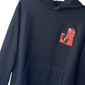 Cheval Broderie À Capuche Unisexe Surdimensionné Streetwear Pull Noir Polaire Coton Doux Chaud Casual À La Mode Hiver Graphique Hoodies - Product Image 4