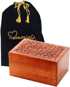 Natural Mango Wood Curved Design Customizable <b>URN</b> <b>for</b> <b>Ashes</b> Best Quality Products with Heavy Polish From India - Product Image 2