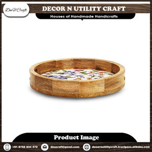 Plateau de service en bois de sheesham indien fait à la main avec poignée Plateau de cuisine décoratif de taille personnalisée pour un usage domestique - Product Image 4