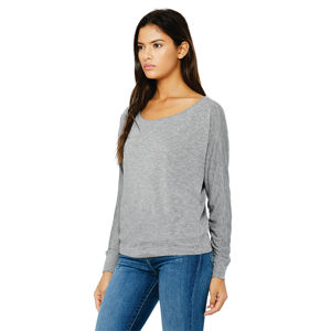 T-Shirt décontracté à manches longues et épaules dénudées pour femmes, 65% polyester 35% coton 32 simple 3.7 oz - Product Image 2