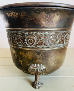 Jardinière ronde en métal, fer, cuivre, antique, faite à la main, design fantaisie, pour la décoration de jardin et de restaurant - Product Image 4