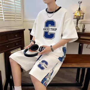 Ensemble de t-shirts tendance et décontractés à manches courtes pour hommes Sports d'été Hip Hop vintage de grande taille - Product Image 5