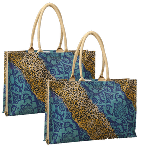 Sac fourre-tout d'épicerie personnalisé imprimé plage de jute naturel - Product Image 5