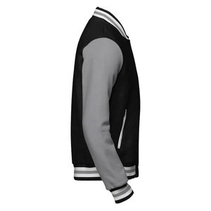 100% แจ็กเก็ตเลตเตอร์แมนสำหรับผู้ชาย, แจ็กเก็ตเบสบอลวิทยาลัยฤดูหนาวสีพื้นแบบคลาสสิก - Product Image 3