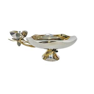 Tazón de Chocolate de Metal decorativo en forma de barco de plata de lujo con acento de hoja Centro de mesa moderno Cuenco para servir para decoración del hogar - Product Image 2