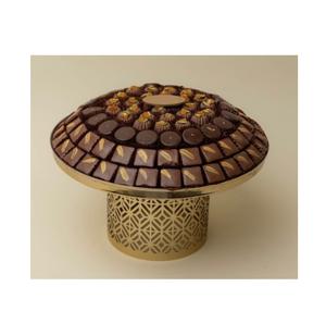 <b>Luxurious</b> <b>Chocolate</b> Display High Quality Golden Metal <b>Chocolate</b> Bowl With Laser-Cut Base For Celebration or Special Occasion - Product Image 1