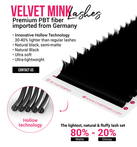 Charmlash ขนตาขนมิงค์แบบพิเศษขนตามิงค์แบบเยอรมัน PBT ไฟเบอร์นวัตกรรมสีดำด้าน OEM ODM - Product Image 3