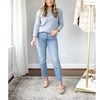 Jeans en denim déchirés brodés pour femmes, respirants, décontractés, de haute qualité, d'occasion, lavables, lots en stock, fournisseur BD