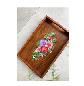 Custom Printed Wooden Serving Tray For Stylish <b>Table</b> Handmade Printed Wooden Tray For Home <b>Table</b> Decor - Product Image 3