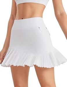 Women's XS Cotton 2-in-1 Sports Skorts High-Waisted <b>Tennis</b> <b>Skirt</b> Pleats Empire Inner Shorts for Running Pickleball Casual Use - Product Image 5