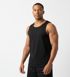 Gilet en coton noir Alpha Comfort pour homme, design sans manches avec tissu doux et respirant, coupe extensible, parfait pour un usage quotidien - Product Image 3