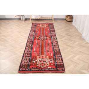 2.9x11.3 ft Rug, <b>Runner</b> Vintage Rug, <b>Red</b> Herki Plants & trees Rug - Product Image 2