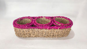 2025 Eco-Friendly Hyacinth Water Hyacinth Top Selling <b>Lunch</b> Bags with Zipper Closure Small Handle Serving Trays - Product Image 5