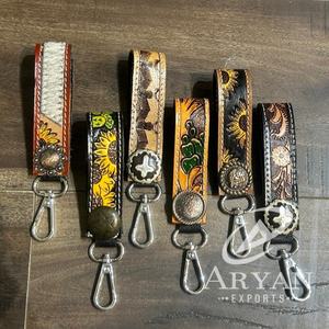 พวงกุญแจหนังแท้คุณภาพสูงทำจากหนังมีที่จับโลหะเป็นของขวัญ - Product Image 1