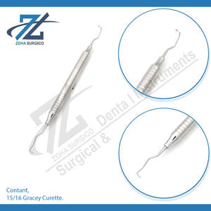 Curetas Dentales Manuales de Acero Inoxidable Gracey 15/16, Instrumentos Periodontales con Certificación CE, Zoha Surgico ZS-8906 Clase I - Product Image 3