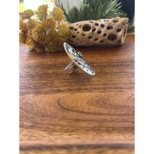 Navajo Handmade <b>Statement</b> <b>Ring</b> Kingman Turquoise & Sterling <b>Silver</b> Bezel Set Size 8.75 for Everyday Wear - Product Image 3