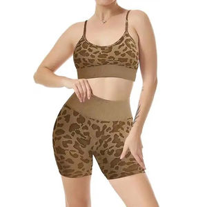 Nouvelle mode Sexy Club Floral sport Yoga soutien-gorge et shorts ensembles femmes été solide ensembles sans manches haut court tricoté deux pièces ensemble - Product Image 4