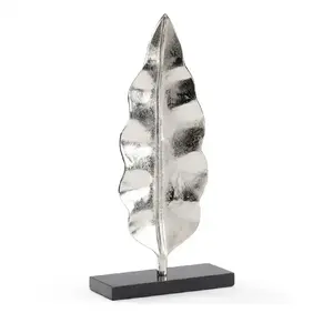 Perak mengkilap selesai penjualan untuk harga grosir Aluminium memegang daun patung untuk meja kantor dengan dasar persegi panjang