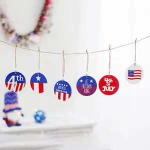 アメリカの木製装飾7cm/6独立記念日パーティー五芒星旗吊り下げ装飾