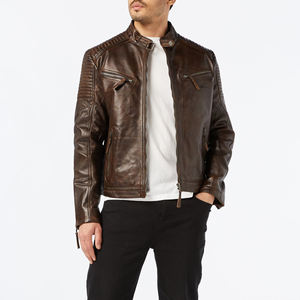 2025 superventas nueva chaqueta de cuero genuino de estilo Vintage marrón para hombres chaquetas delgadas de moda de piel de vaca Natural - Product Image 2